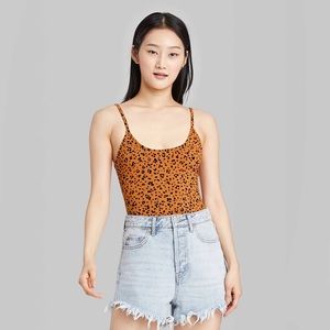Wild Fable Lace Up Back Bodysuit leopard print medium